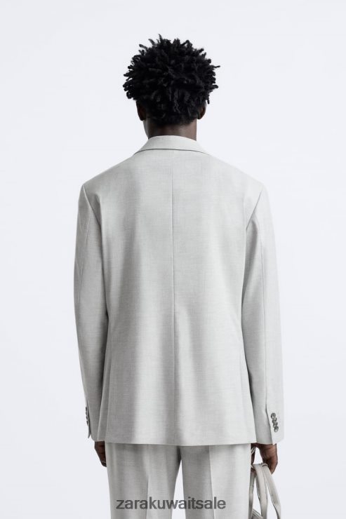 ملابس Zara سترة بدلة مزخرفة رمادي رجال X42BR41142
