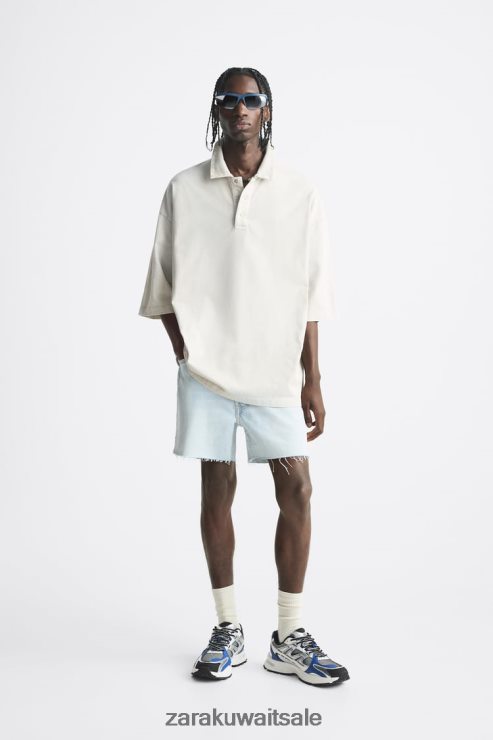 ملابس Zara شورت جينز قصير أزرق فاتح رجال X42BR41244
