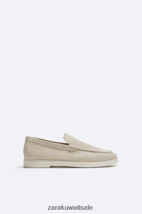 أحذية Zara المتسكعون من جلد الغزال عارضة قبالة الأبيض رجال X42BR41273