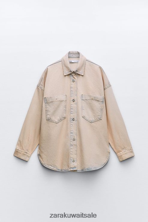 ملابس Zara سترة Z1975 من الدنيم المصبوغة لون القرنفل نحيف X42BR410